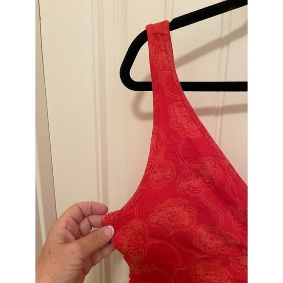 Patagonia Organic Cotton Orange/Red Floral‎ Mini Dress / Tunic women's sz L - Picture 13 of 13